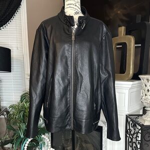 Men's Black Leather Bomber Jacket
